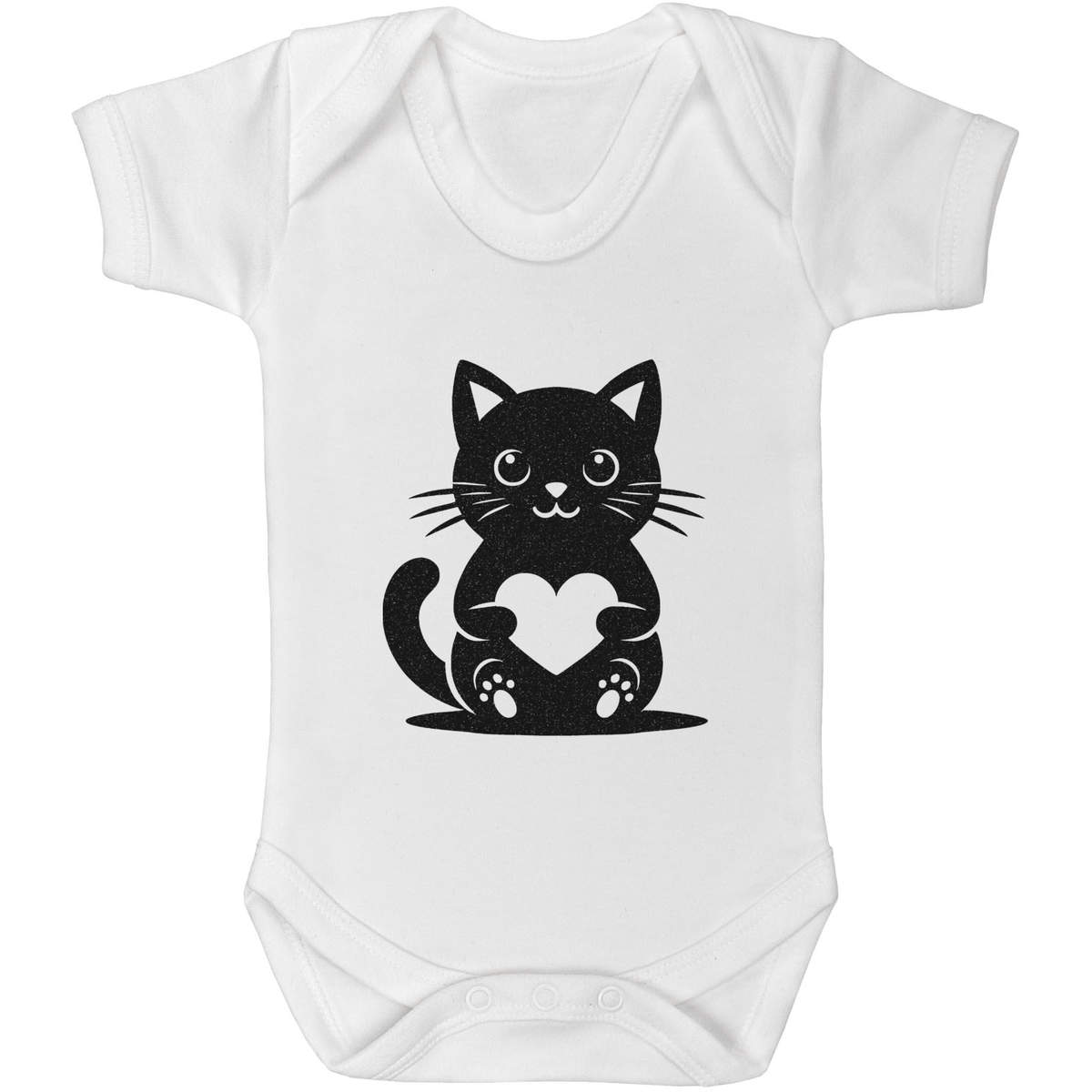 0-3 Month 'Cute Cat With Love Heart' Baby Grow / Bodysuit (GR00170316)
