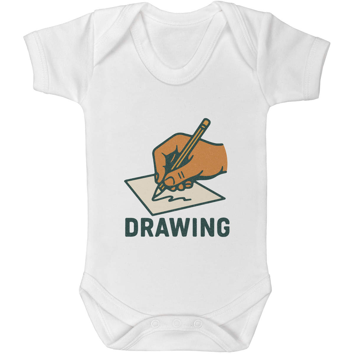 'Hand Holding A Pencil And Drawing On Paper' Baby Grows / Bodysuits (GR056749)
