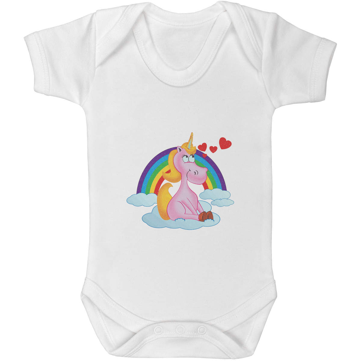 'Unicorn and Rainbow' Baby Grow / Cotton Bodysuit - One Piece Outfit for Newborns and Infants (GR060538)