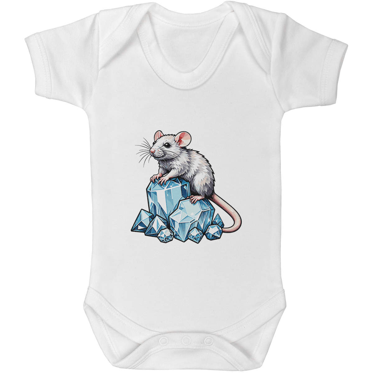 'Rat on Crystal Cluster' Baby Grows / Bodysuits (GR065034)