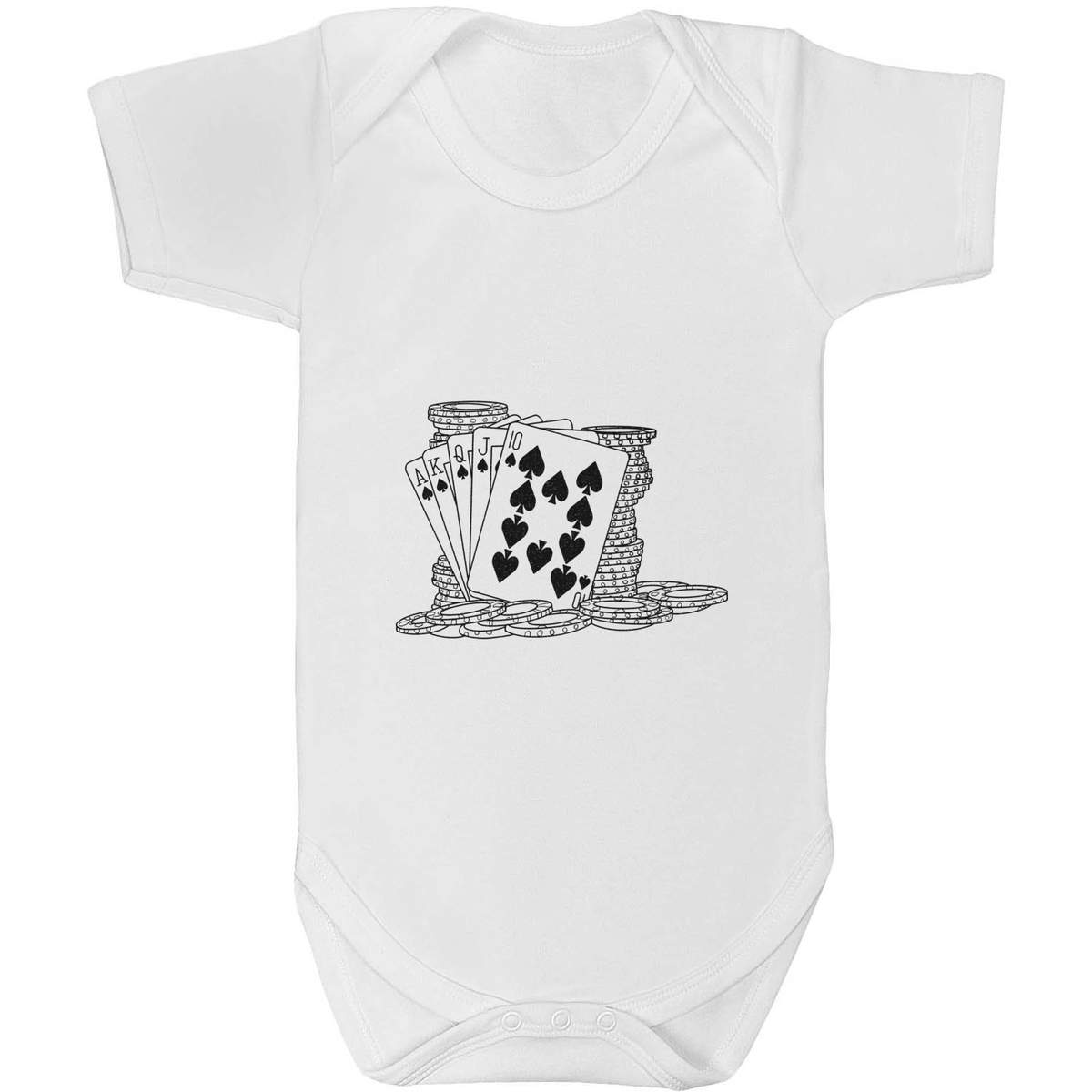 'Cards & Poker Chips' Baby Grow / Bodysuit - White, 18-24 Months - Cotton One Piece Outfit for Newborns, Infants and Baby Gifts (GR00106366)