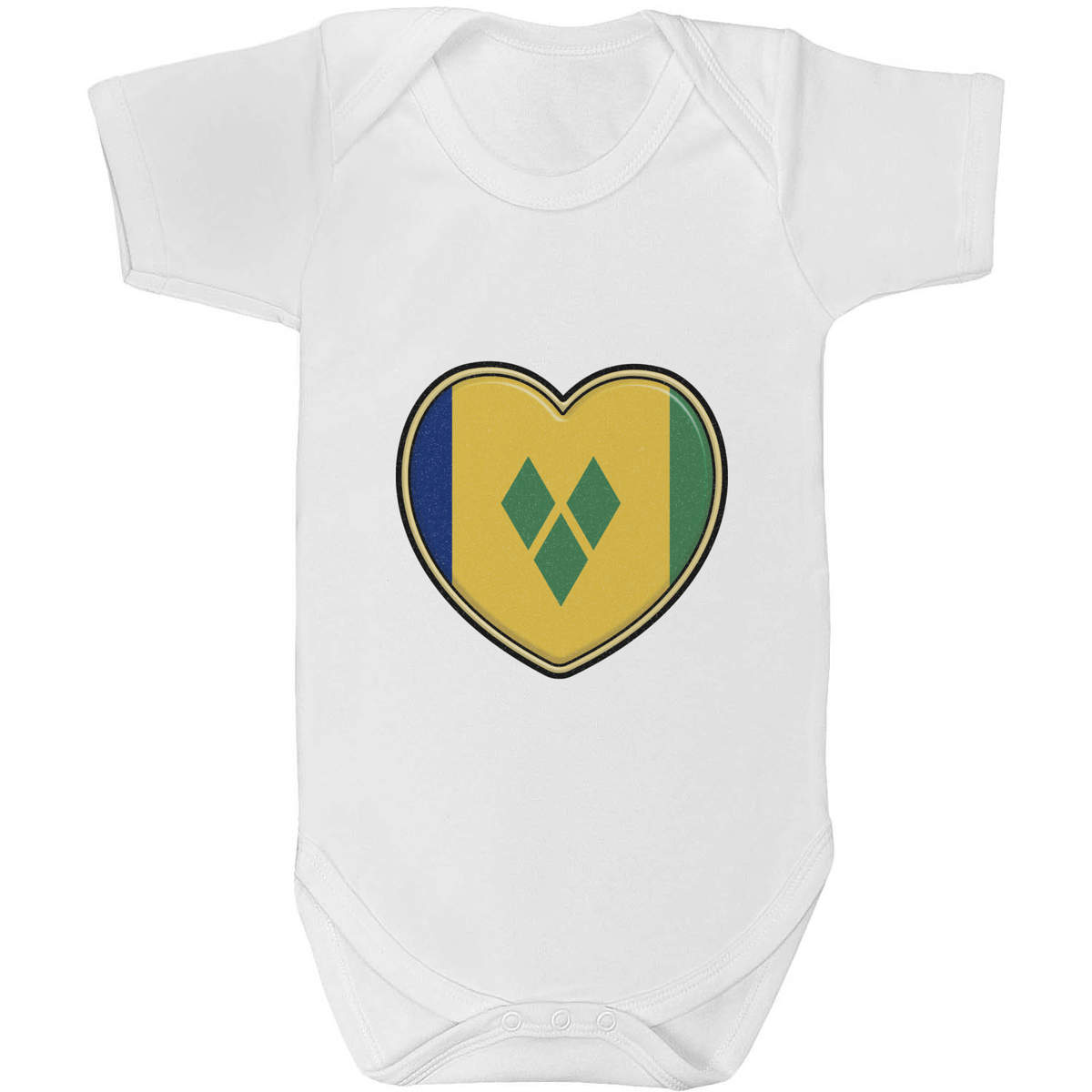 'St Vincent Flag Heart' Baby Grow / Bodysuit - White, 18-24 Months - Cotton One Piece Outfit for Newborns, Infants and Baby Gifts (GR00117726)