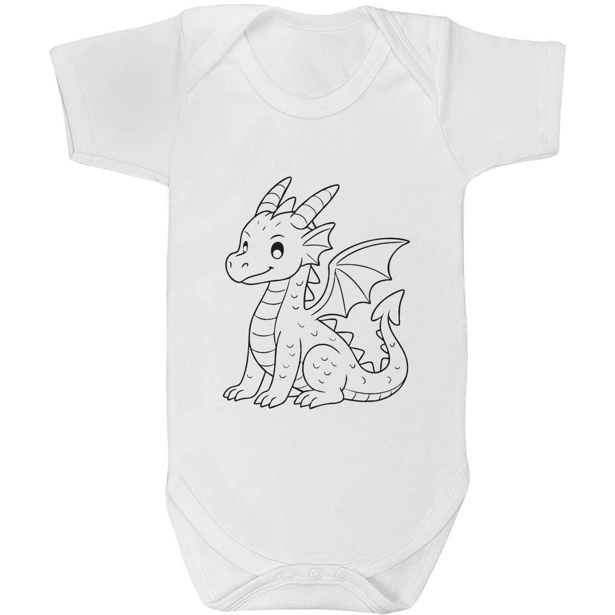 'Cartoon Dragon' Baby Grow / Bodysuit - White, 18-24 Months - Cotton One Piece Outfit for Newborns, Infants and Baby Gifts (GR00165042)