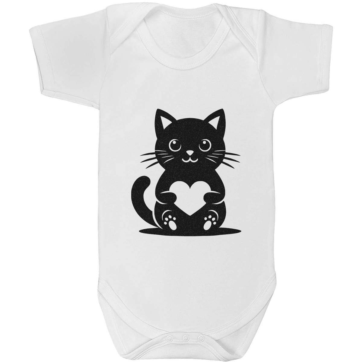 18-24 Month 'Cute Cat With Love Heart' Baby Grow / Bodysuit (GR00170318)