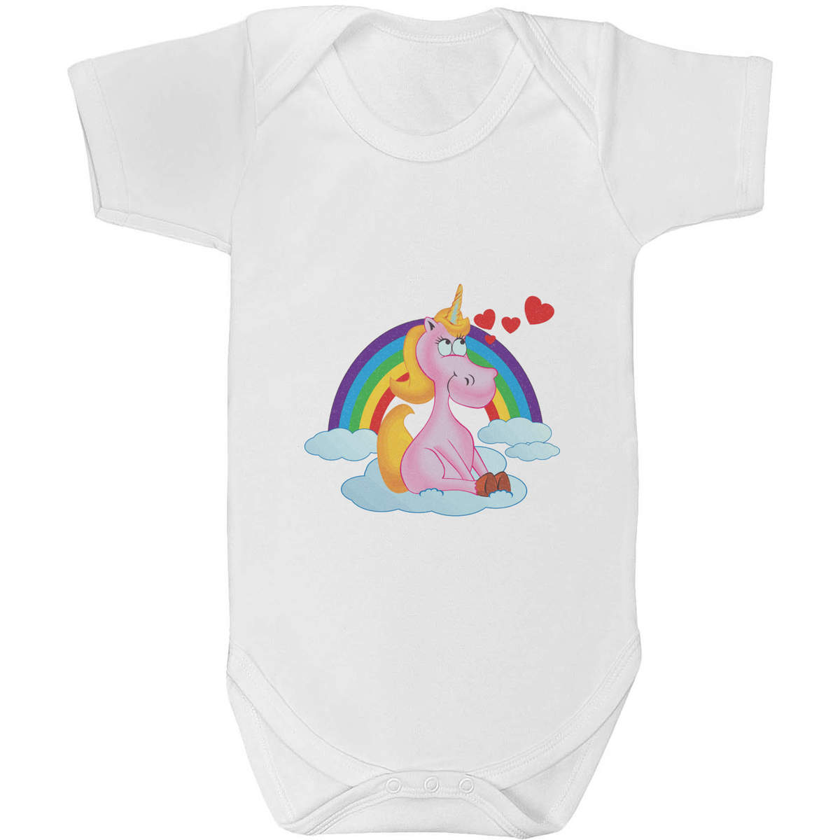 'Unicorn and Rainbow' Baby Grow / Bodysuit - White, 18-24 Months - Cotton One Piece Outfit for Newborns, Infants and Baby Gifts (GR00186729)
