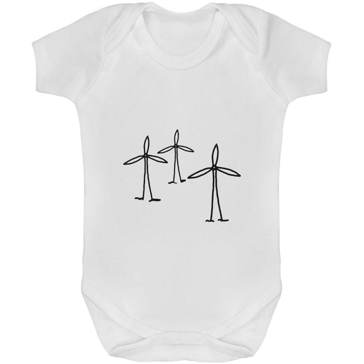 'Wind Turbines' Baby Grow / Bodysuit - White, 3-6 Months - Cotton One Piece Outfit for Newborns, Infants and Baby Gifts (GR00088091)