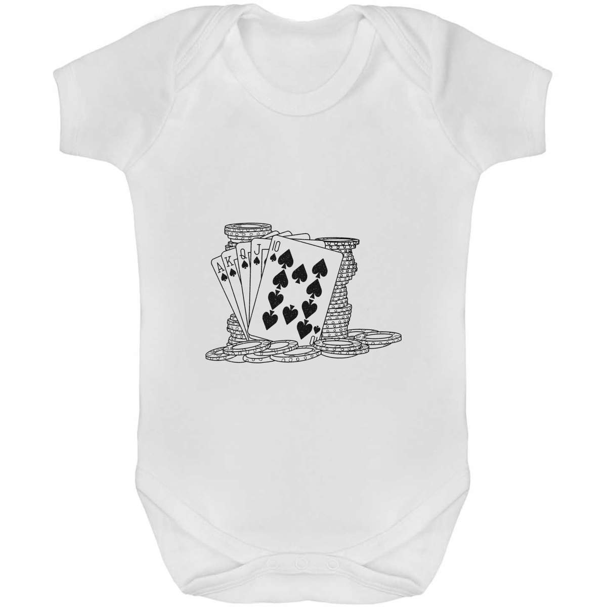 'Cards & Poker Chips' Baby Grow / Bodysuit - White, 3-6 Months - Cotton One Piece Outfit for Newborns, Infants and Baby Gifts (GR00106367)