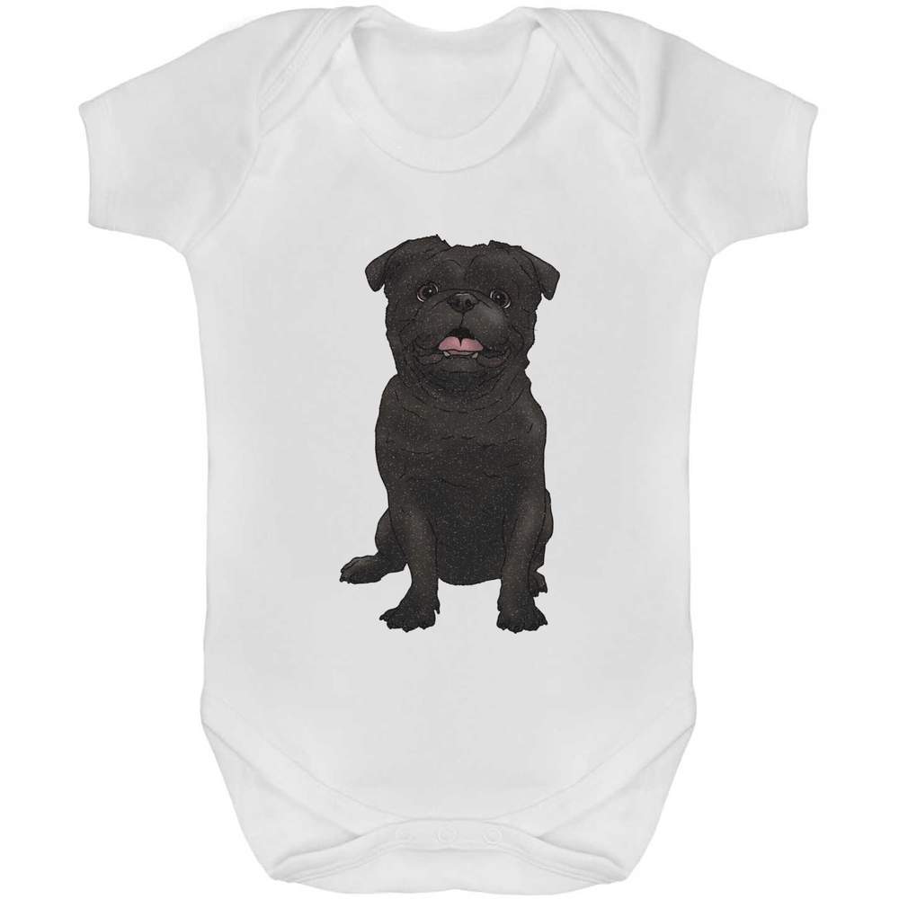 'Sitting Pug' Baby Grows / Bodysuits (GR046415)