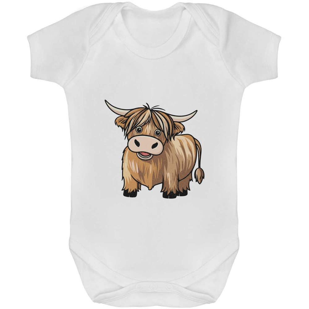 'Happy Highland Cow' Baby Grows / Bodysuits (GR048340)