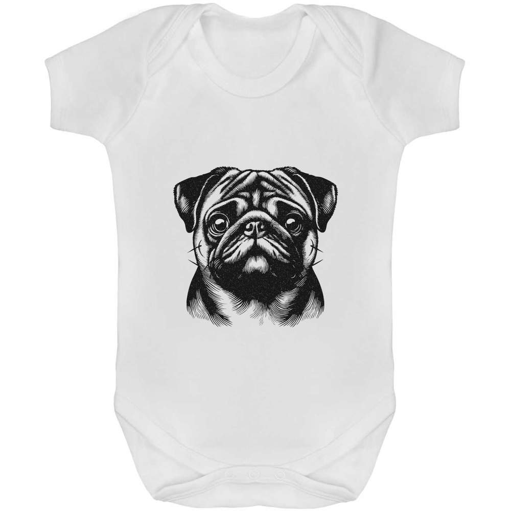 'Pug Dog Portrait' Baby Grows / Bodysuits (GR049868)