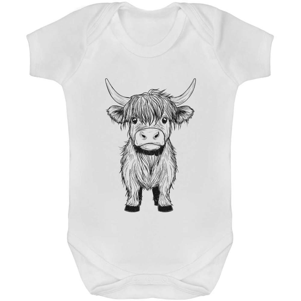 'Cute Highland Cow' Baby Grows / Bodysuits (GR051538)