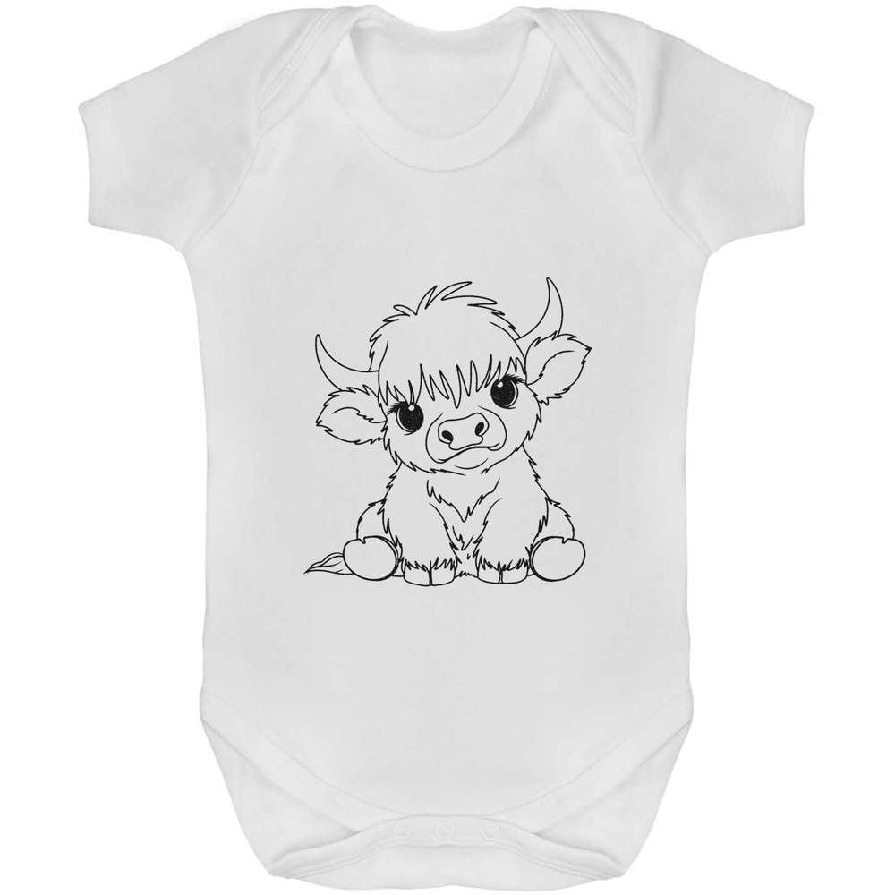 'Baby Highland Cow' Baby Grows / Bodysuits (GR052509)