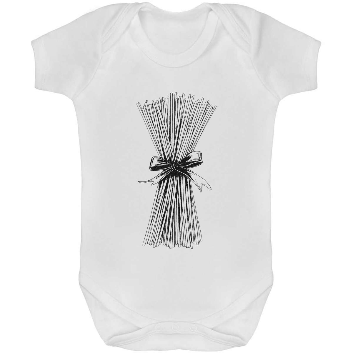 'Spaghetti With Ribbon' Baby Grow / Bodysuit - White, 3-6 Months - Cotton One Piece Outfit for Newborns, Infants and Baby Gifts (GR00158327)