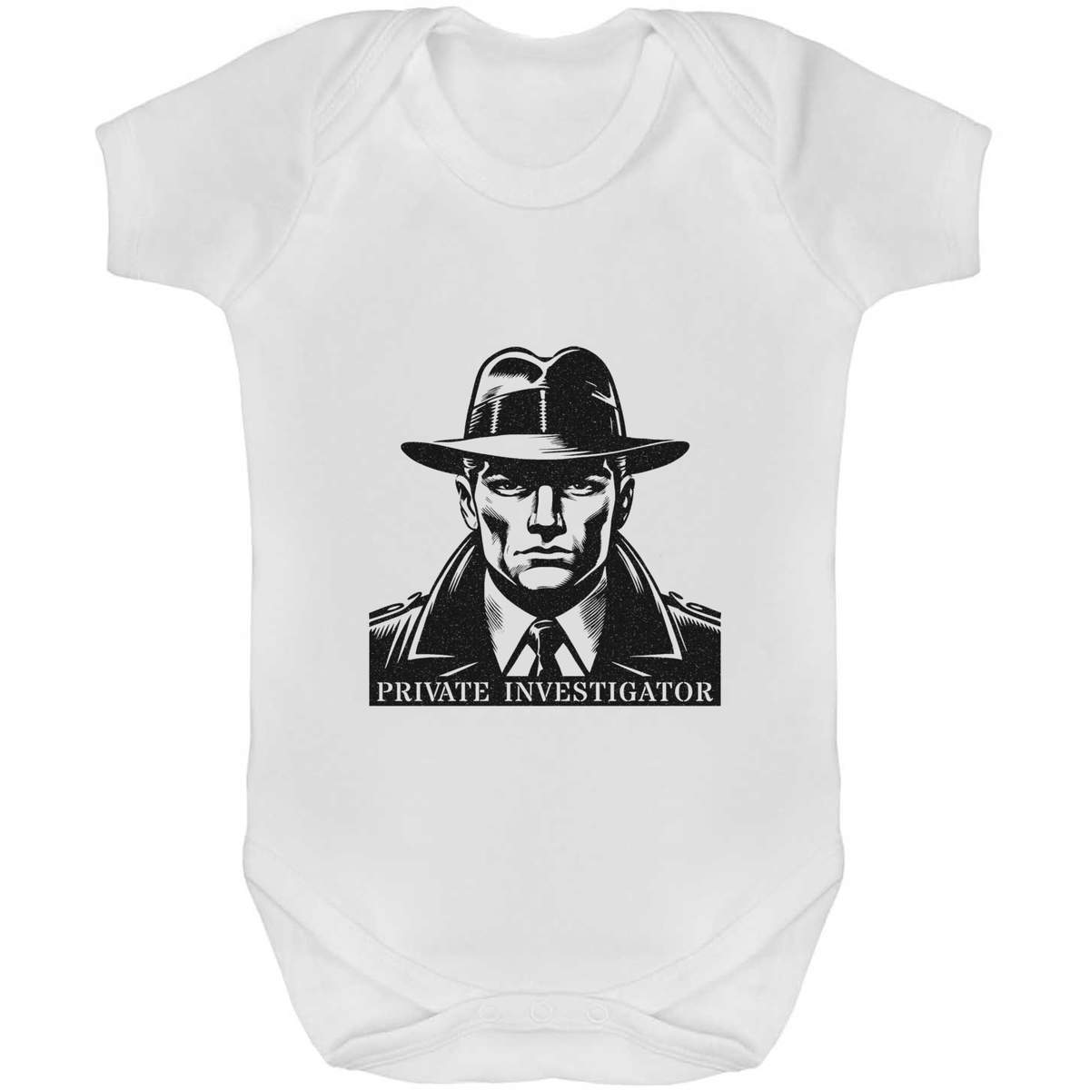 'Private Investigator' Baby Grow / Bodysuit - White, 3-6 Months - Cotton One Piece Outfit for Newborns, Infants and Baby Gifts (GR00162267)
