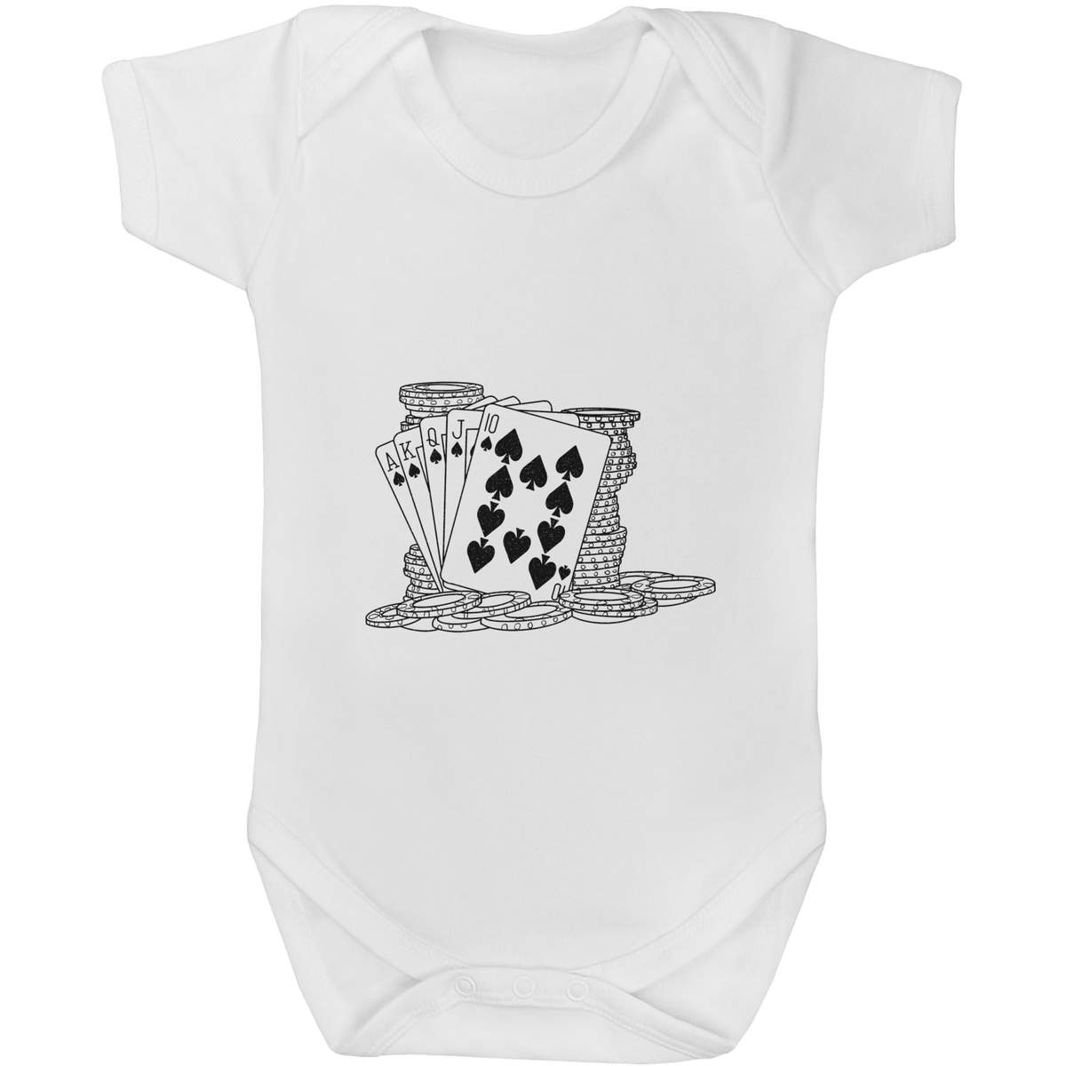 'Cards & Poker Chips' Baby Grow / Bodysuit - White, 6-12 Months - Cotton One Piece Outfit for Newborns, Infants and Baby Gifts (GR00106365)
