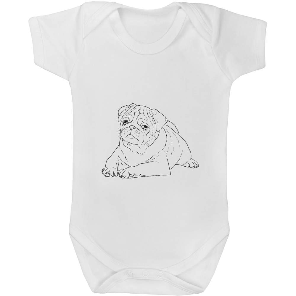 'Relaxed Pug Puppy' Baby Grows / Bodysuits (GR040099)