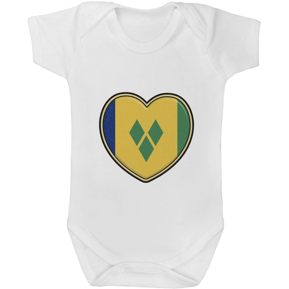 'St Vincent Flag Heart' Baby Grow / Bodysuit - White, 6-12 Months - Cotton One Piece Outfit for Newborns, Infants and Baby Gifts (GR00117725)