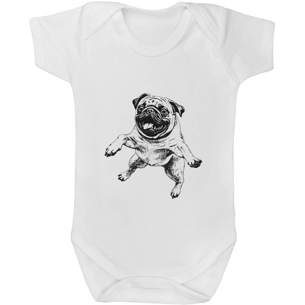 'Jumping Pug' Baby Grows / Bodysuits (GR043691)