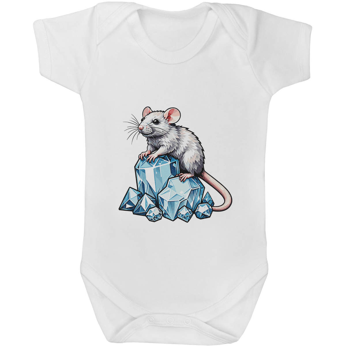 6-12 Month 'Rat on Crystal Cluster' Baby Grow / Bodysuit (GR00201660)