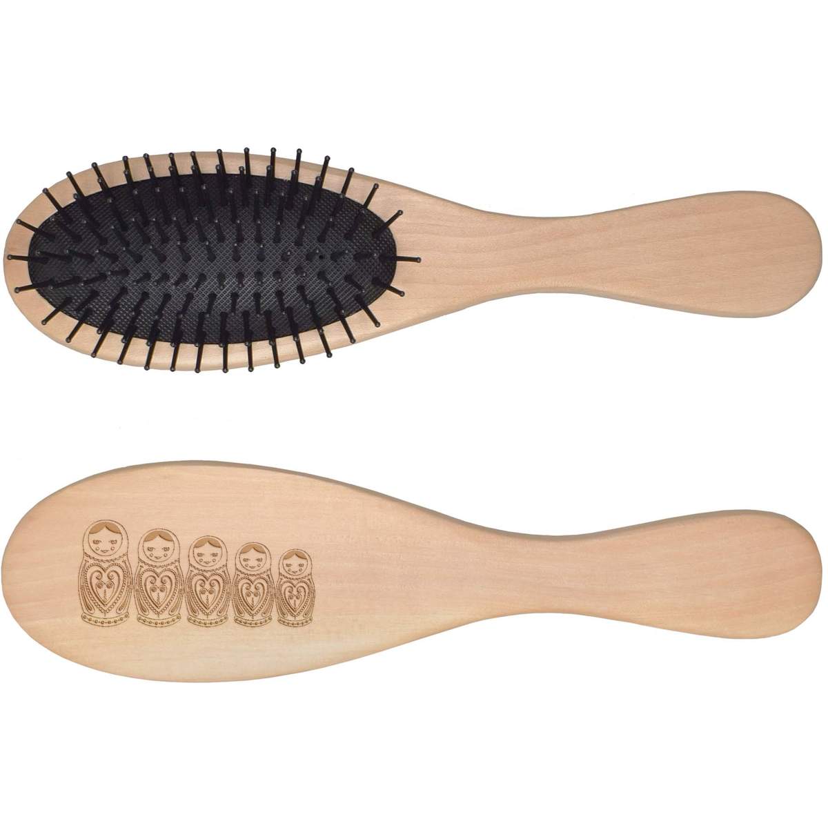 'Matryoshka Dolls' Wooden Hairbrush (HA00000982)