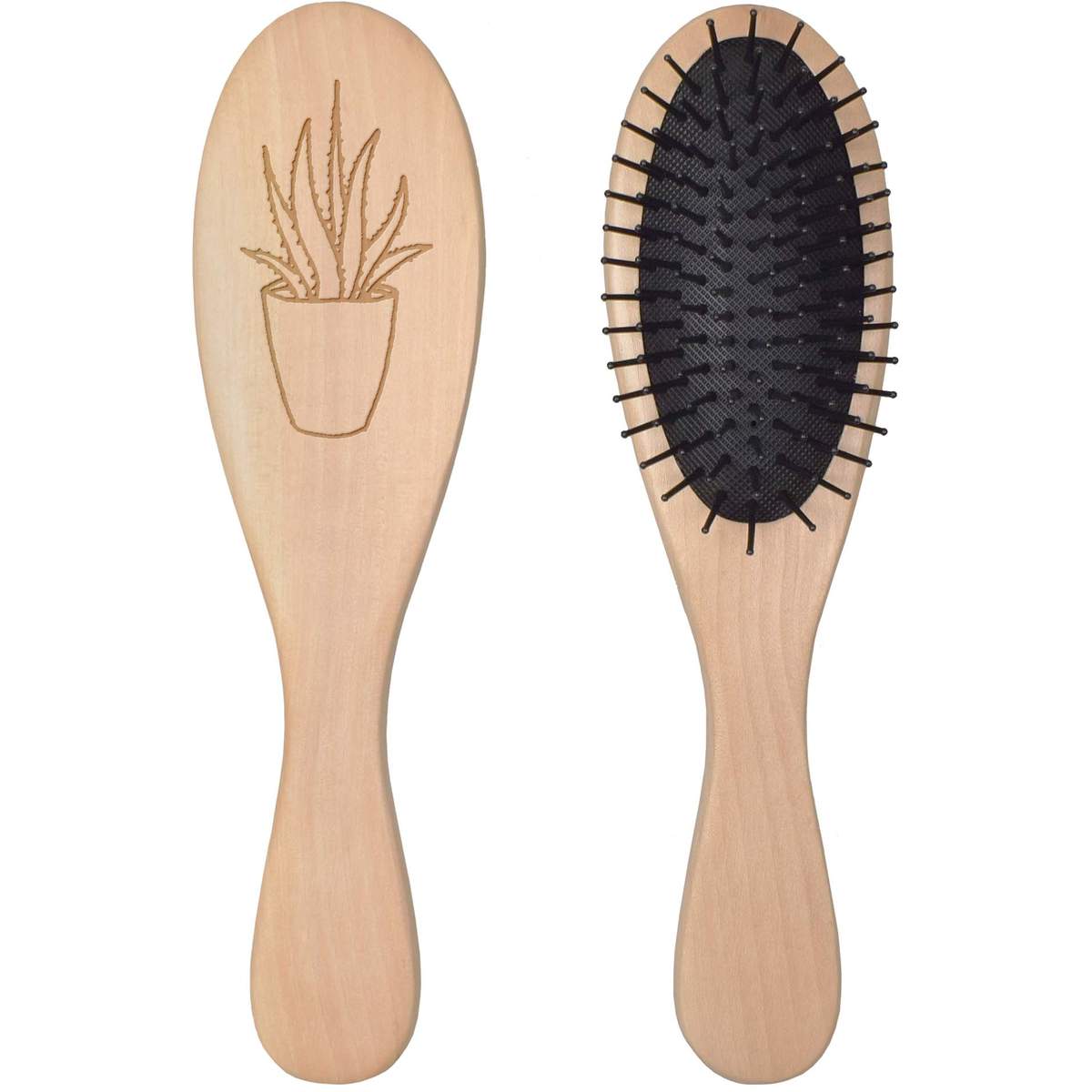 'Aloe Vera Plant' Wooden Hairbrush (HA00009886)