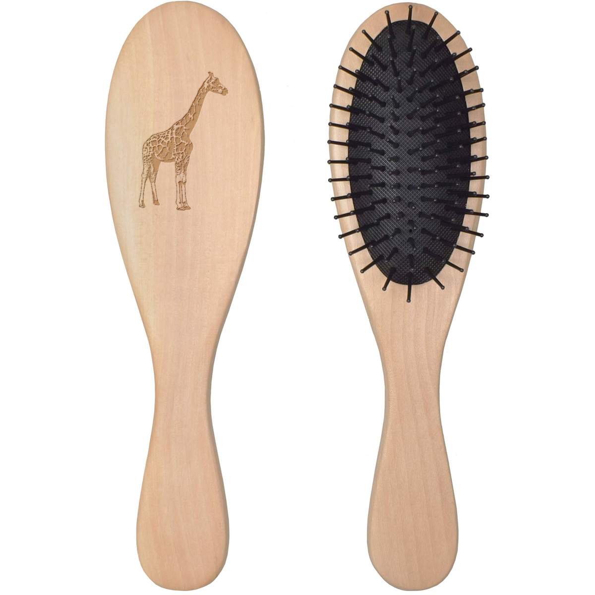 'Giraffe' Wooden Hairbrush - Portable Detangling Brush for Hair Care, Travel and Gifts (HA00045422)