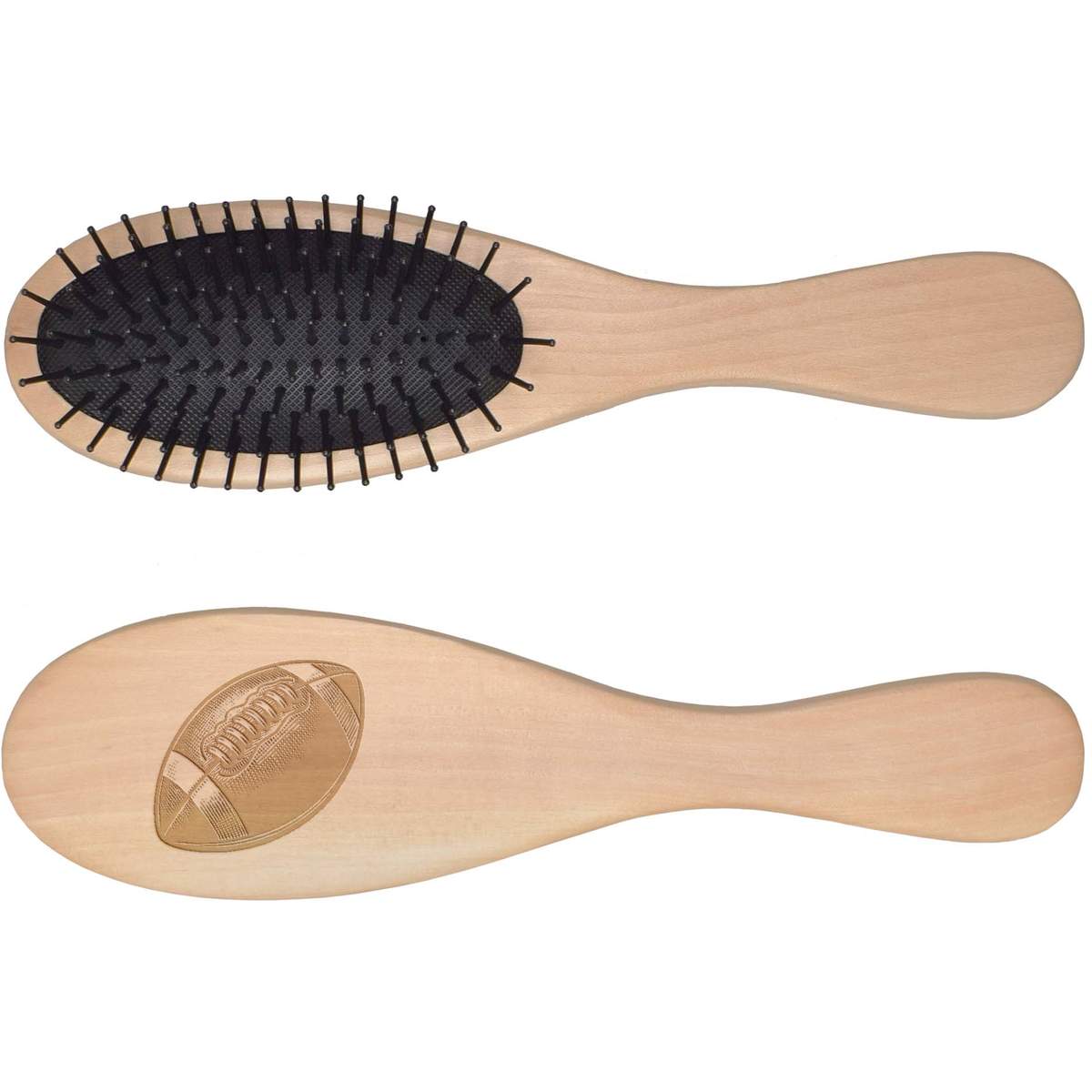 'Banded Rugby Ball' Wooden Hairbrush - Portable Detangling Brush for Hair Care, Travel and Gifts (HA00056576)