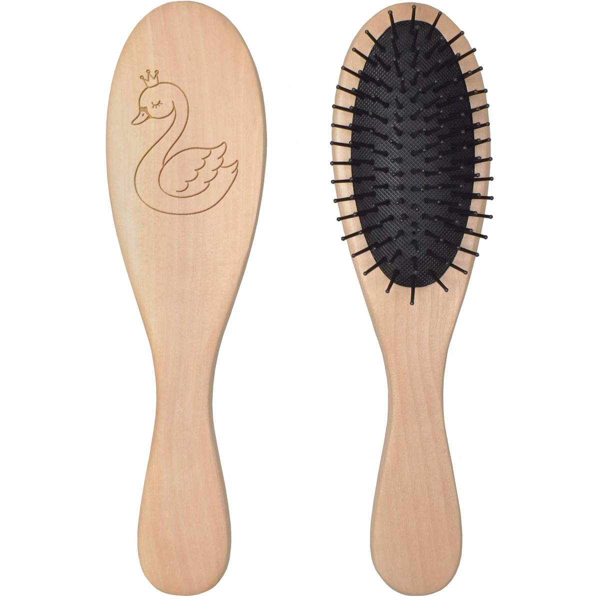'Swan with Crown' Wooden Hairbrush (HA00057204)