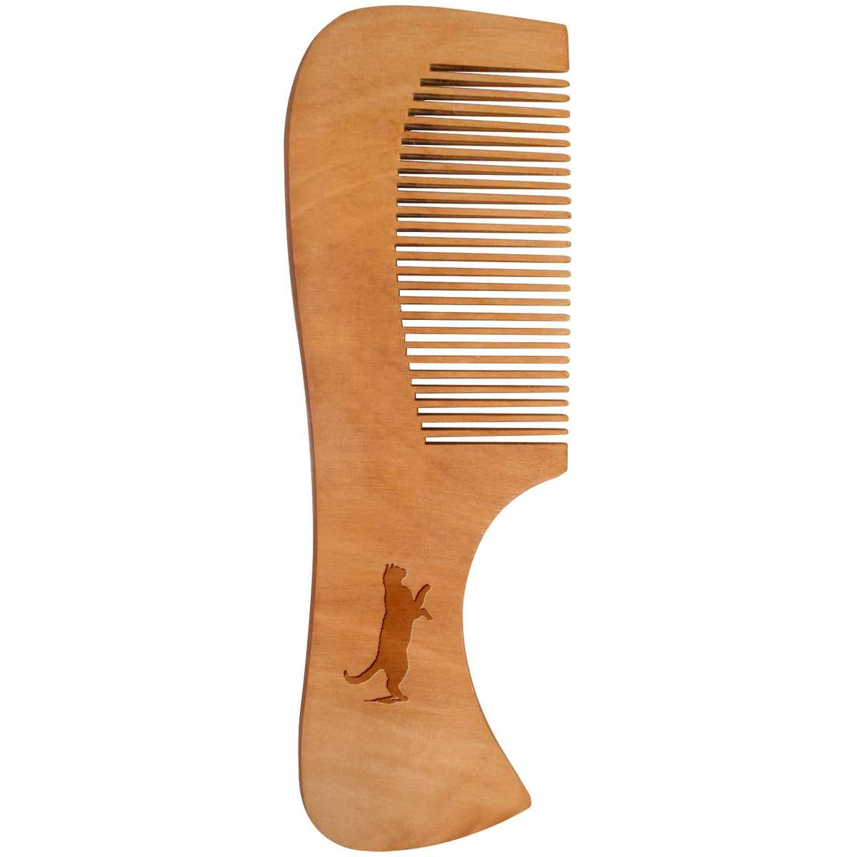 'Cat on Hind Legs Silhouette' Wooden Comb (HA00057483)