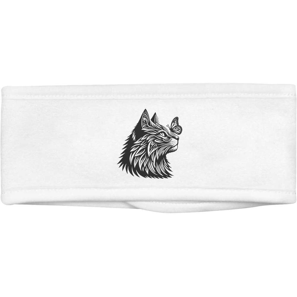'Stylised Cat with Butterfly' Beauty Head Band / Hair Band (HB00030852)