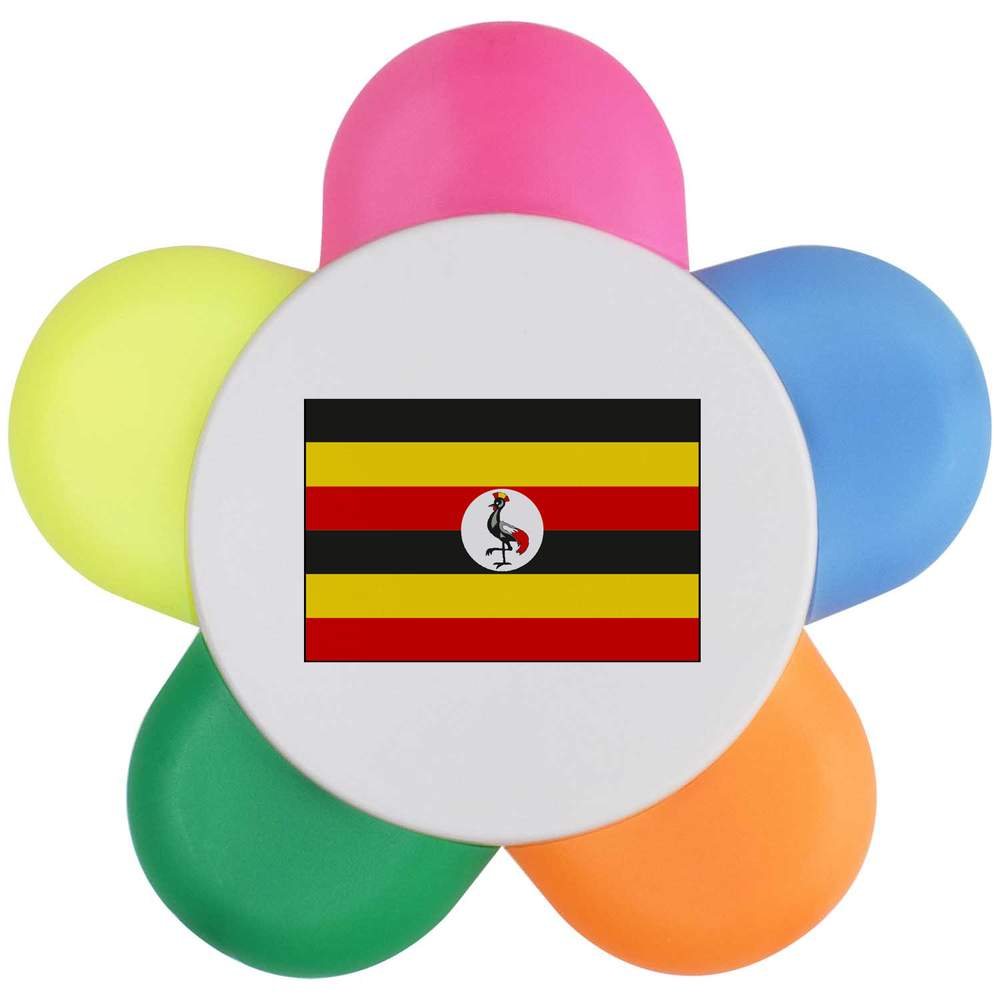 'Uganda Flag' Flower Shape Highlighter Pen (HL00009925)