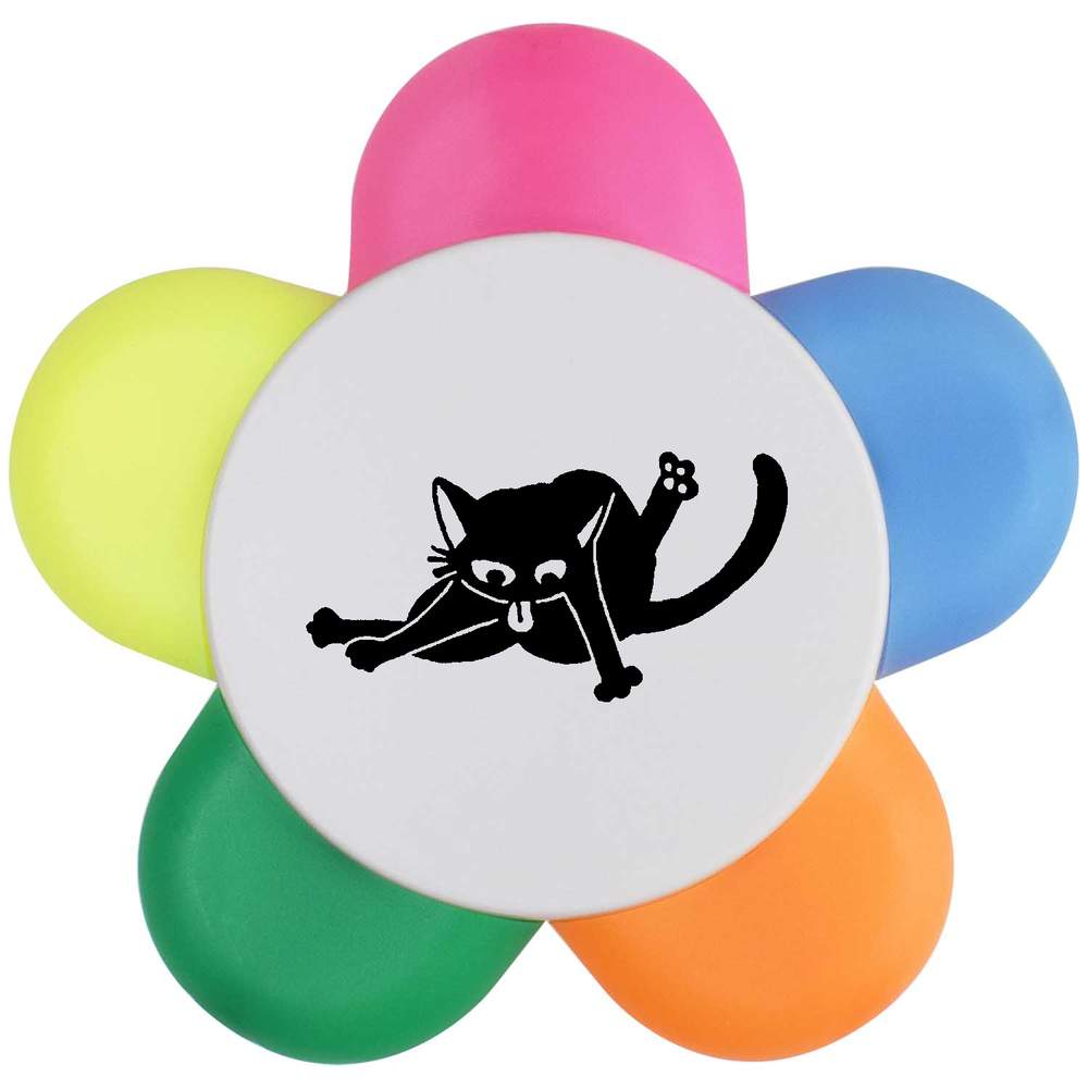 'Cat Licking Itself' Flower Shape Highlighter Pen (HL00010607)
