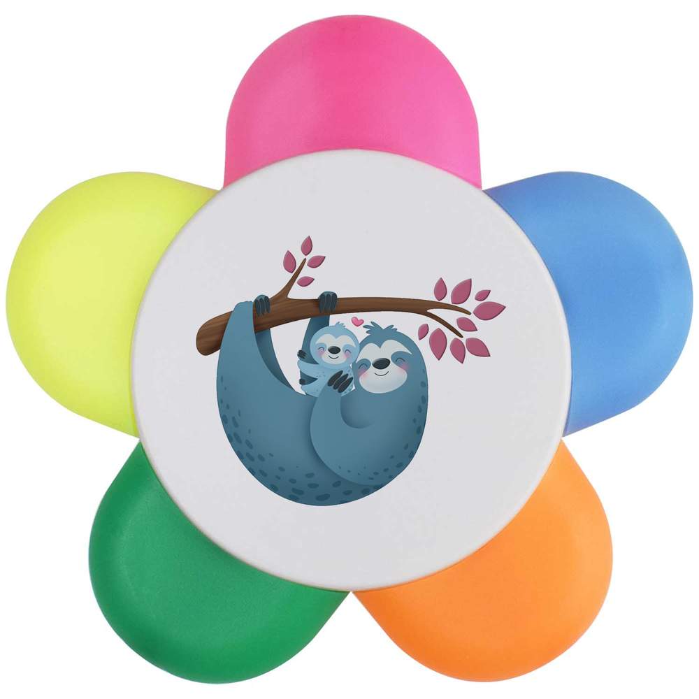 'Sloth Mother & Baby' Flower Shape Highlighter Pen (HL00011266)