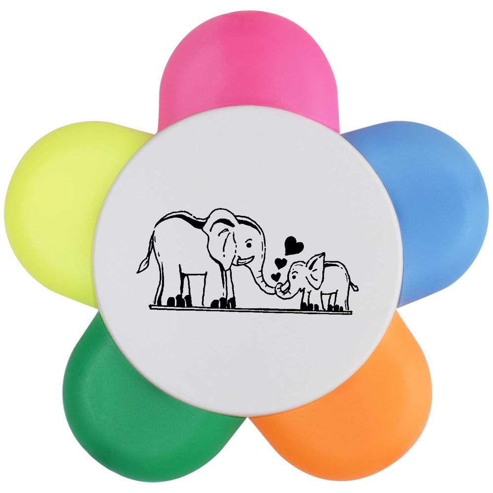 'Elephant Mother & Child' Flower Shape Highlighter Pen (HL00014745)