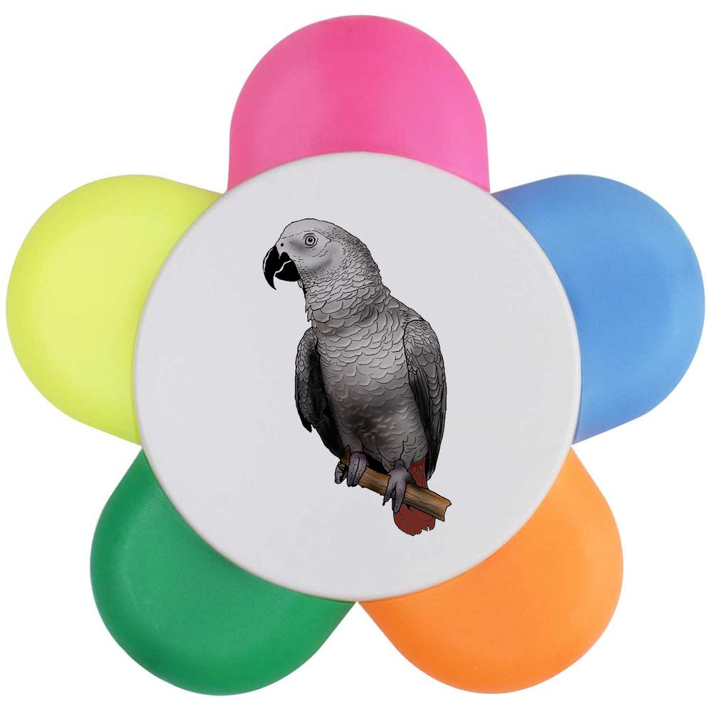 'African  Grey Parrot' Flower Shape Highlighter Pen (HL00015303)
