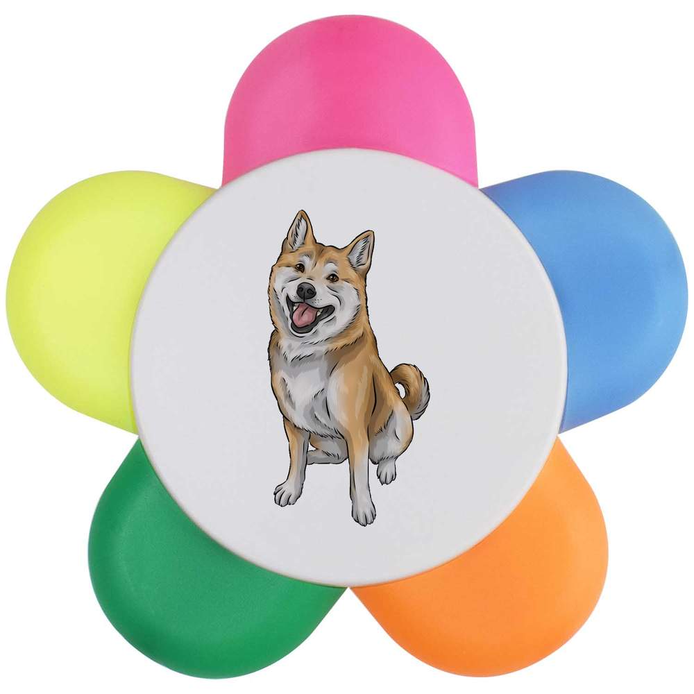 'Shiba Inu' Flower Shape Highlighter Pen (HL00021447)