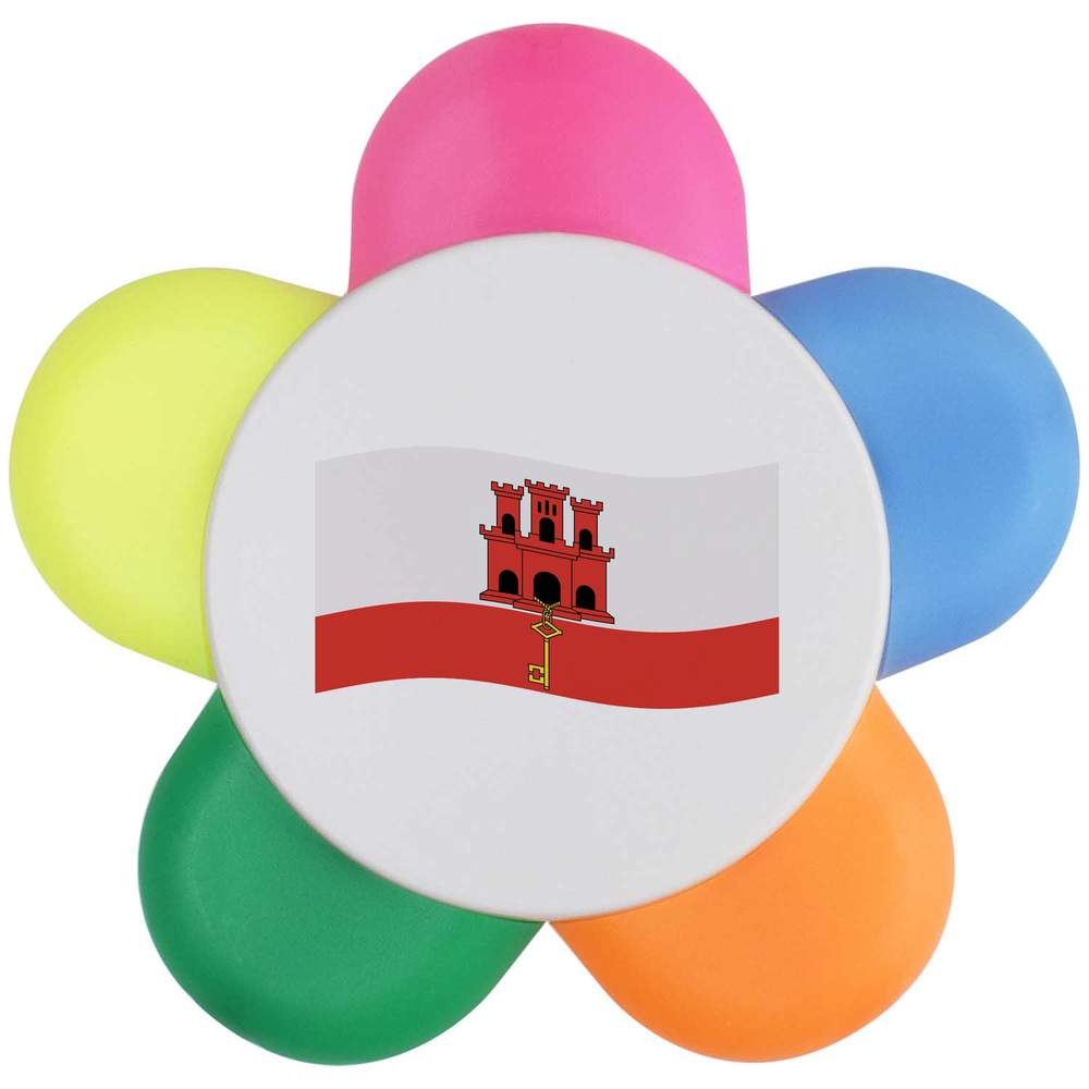 'Waving Gibraltar Flag' Flower Shape Highlighter Pen (HL00030171)