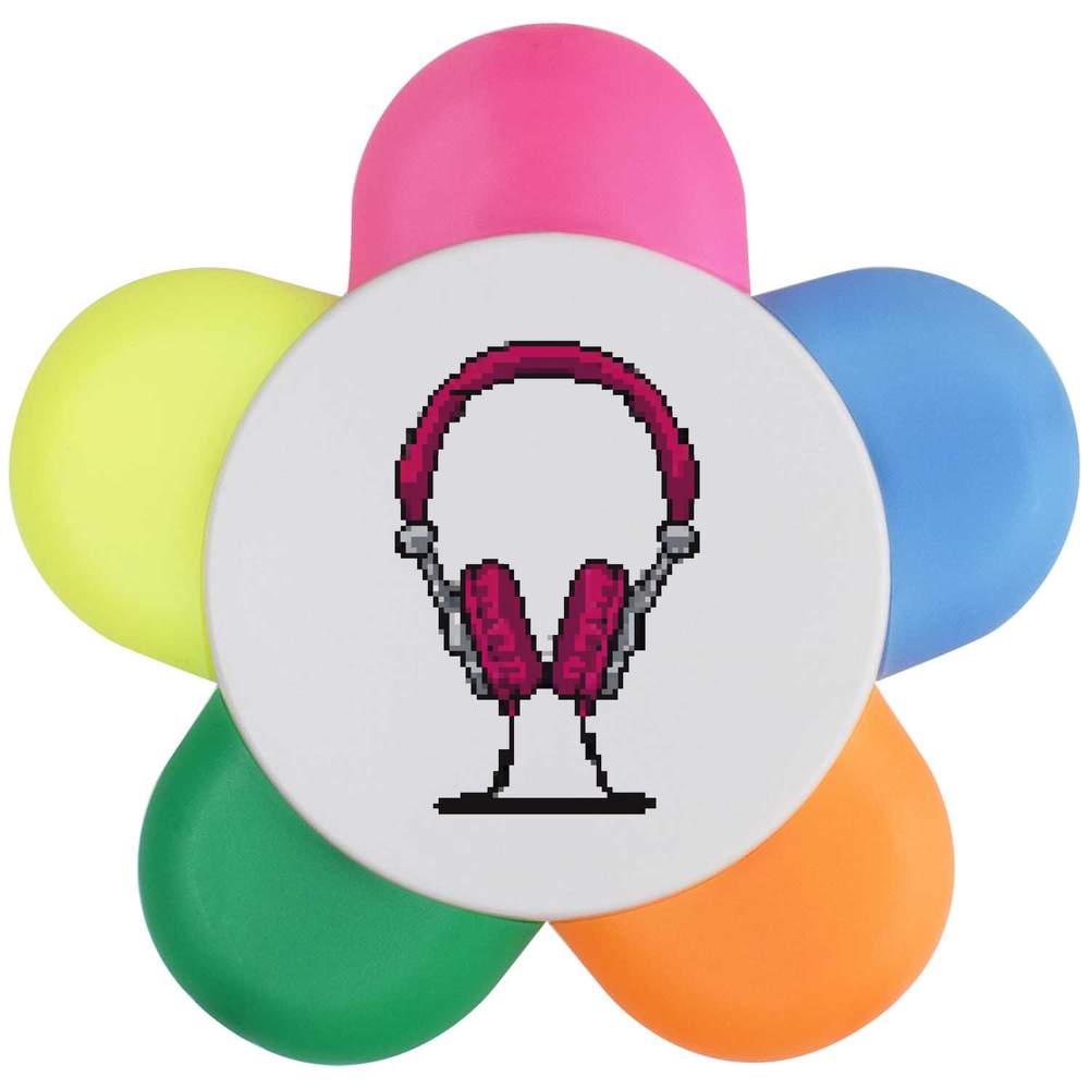 'Headphones Pixel Art' Flower Shape Highlighter Pen (HL00030789)
