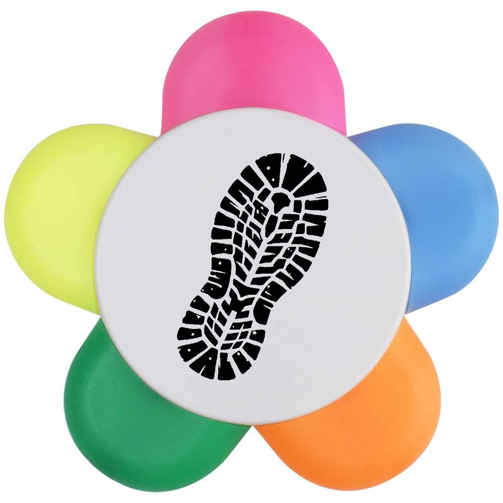 'Boot Print' Flower Shaped Highlighter Pen - 5 Colour Marker for School, Teachers and Students (HL00034902)