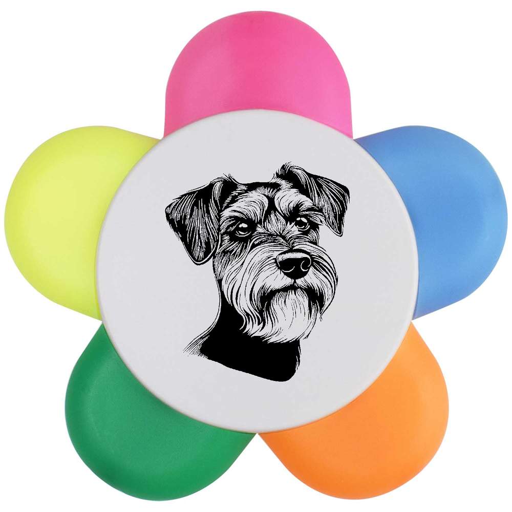 'Schnauzer Dog Portrait' Flower Shape Highlighter Pen (HL00036692)