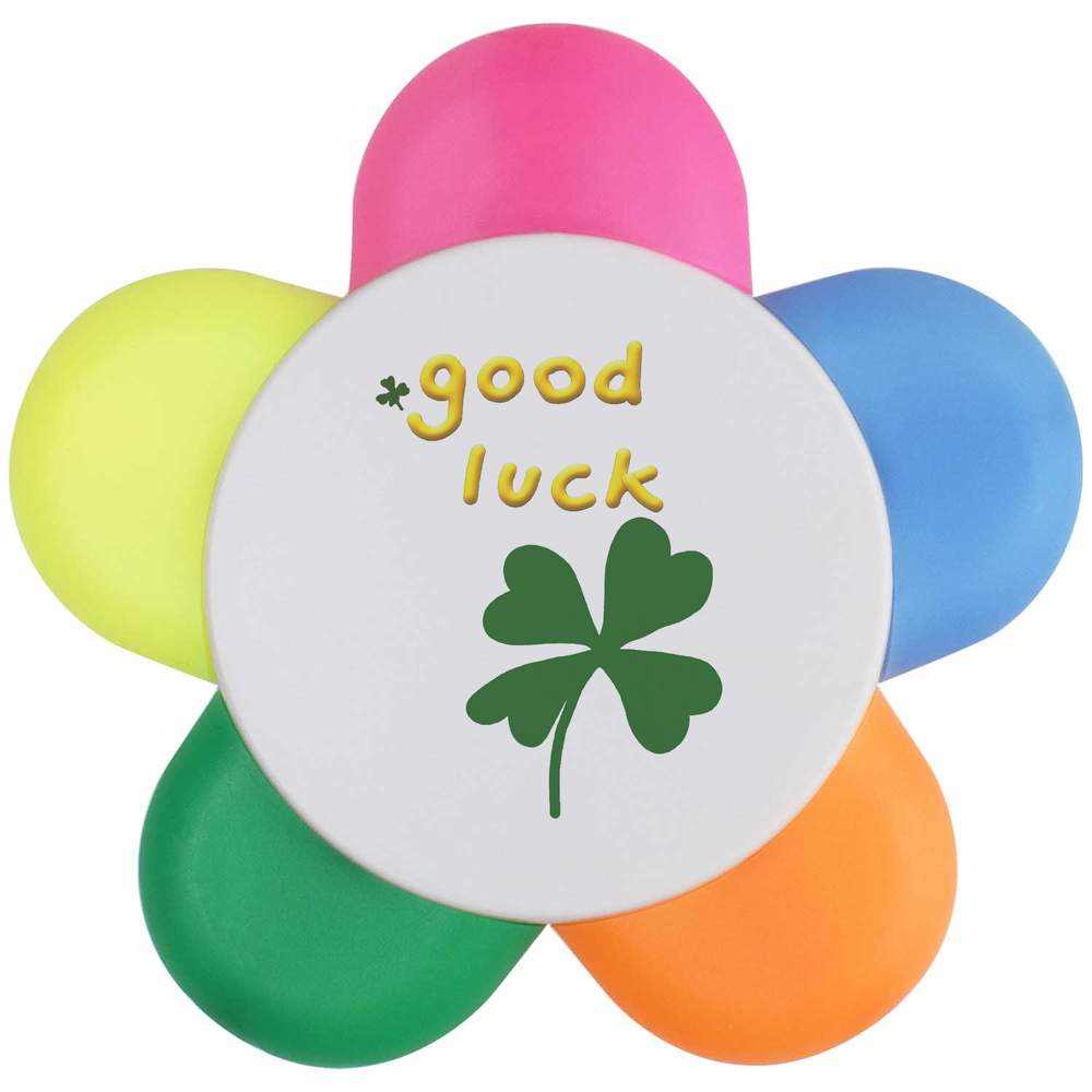 'Lucky Four Leaf Clover' Flower Shaped Highlighter Pen - 5 Colour Marker for School, Teachers and Students (HL00037484)
