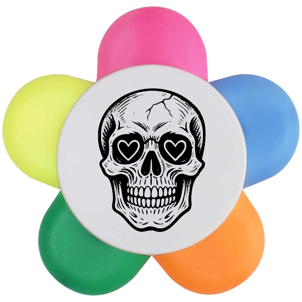 'Skull with heart eyes' Flower Shape Highlighter Pen (HL00038646)