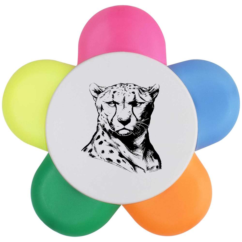 'Cheetah Portrait' Flower Shape Highlighter Pen (HL00038805)