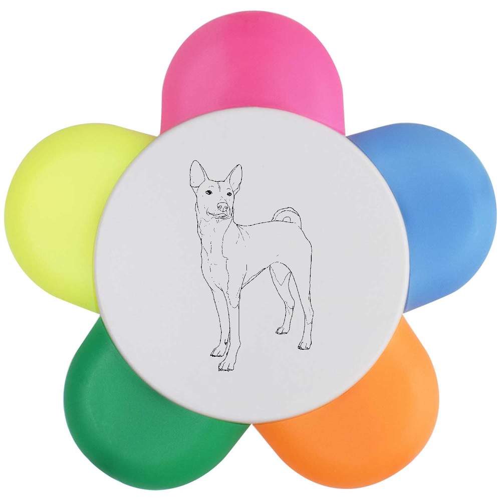 'Standing Basenji Dog' Flower Shape Highlighter Pen (HL00039331)
