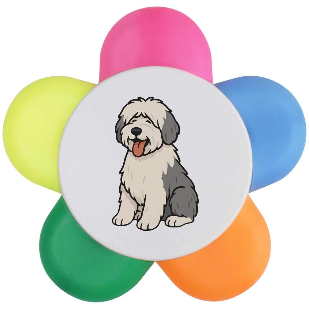 'Old English Sheepdog' Flower Shape Highlighter Pen (HL00040332)