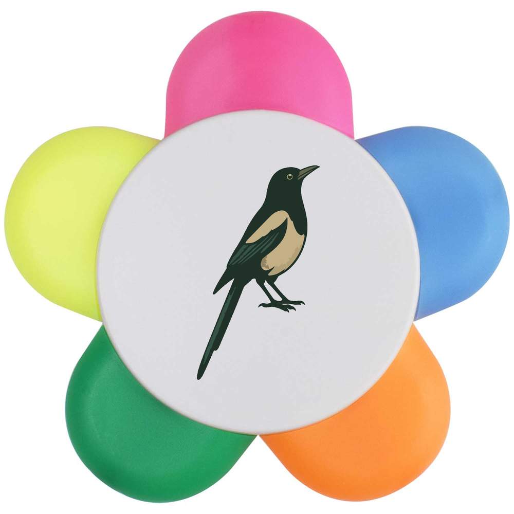 'Magpie Looking Up' Flower Shape Highlighter Pen (HL00040446)