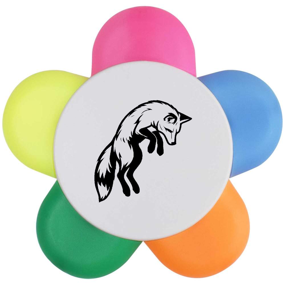 'Fox Jumping In The Air After Prey' Flower Shape Highlighter Pen (HL00041400)
