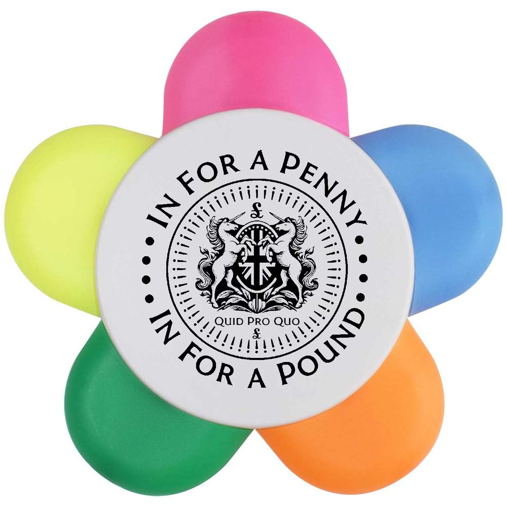 'Circular Unicorn Emblem' Flower Shape Highlighter Pen (HL00041876)
