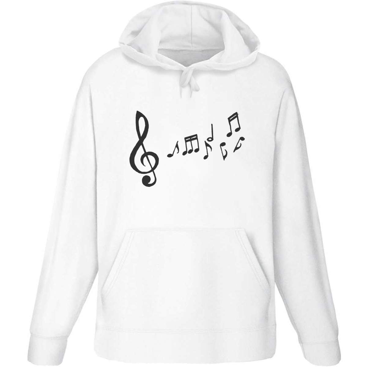 Large 'Music' Adult Hoodie / Hooded Sweater (White) (HO00001667)