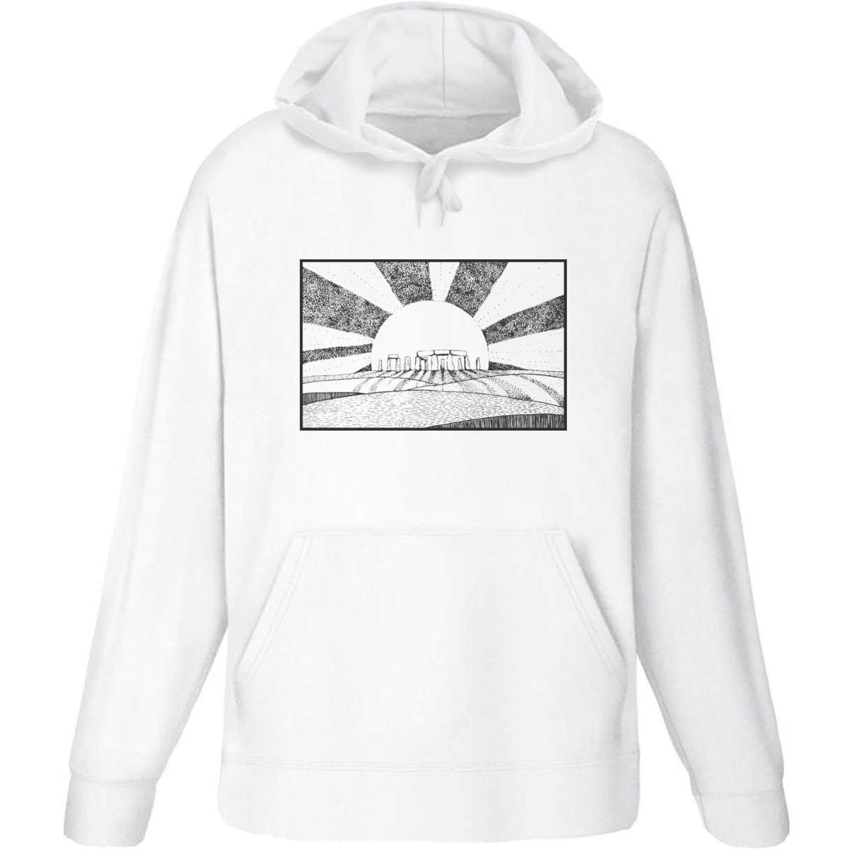 Large 'Sunset Stonehenge' Adult Hoodie / Hooded Sweater (White) (HO00026219)